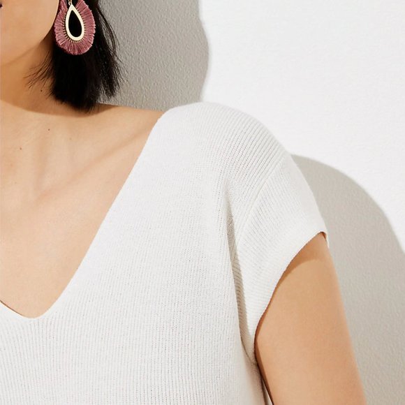 Loft Olive Ribbed Cap Sleeve Sweater - Picture 3 of 4